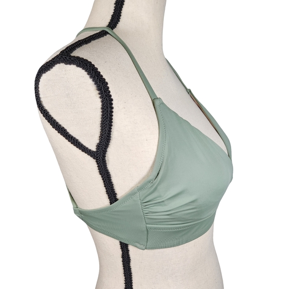 Shade & Shore Underwire Longline Cutout Strappy Bikini Top, Sage Green, 32C - Picture 3 of 13